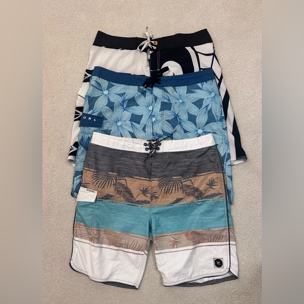 Rip Curl quicksilver Boardshorts 3 pair LOT